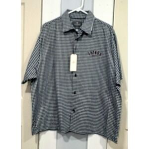 Saints Studio Men M Gingham Motorcycle Graphic Button Up Shirt NWT